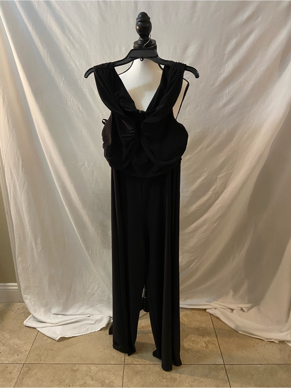 Nicole Miller Black Sleeveless Draped-Back Jumpsuit